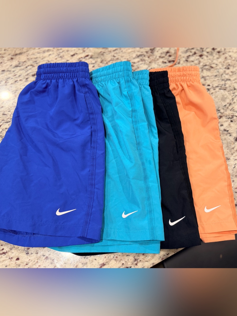 Nike Kids Athletic Shorts in Blue, Teal, Black & Peach